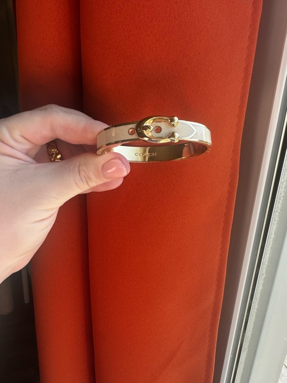 Coach Gold & Cream Signature Buckle Bangle